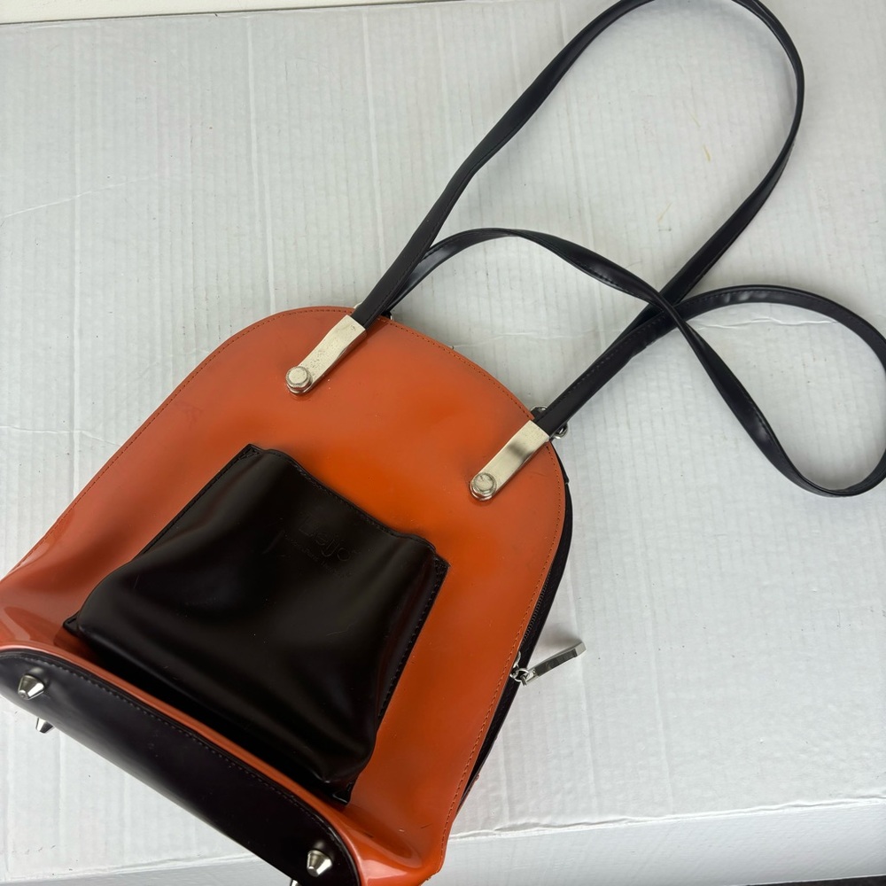 Beijo Paris Convertible Backpack/shoulder Bag-Brown patent and chocolate - Picture 1 of 15